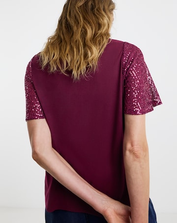 Sequin Sleeve T-Shirt