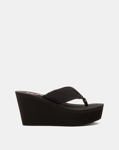 Rocket Dog Black Webbing Toe Post Wedge Sandals