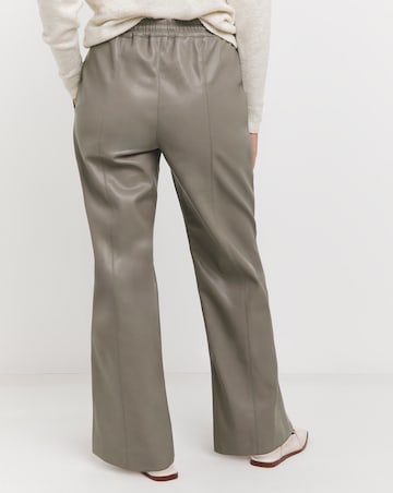 Grey PU Leather Look Drawstring Wide Leg Trouser