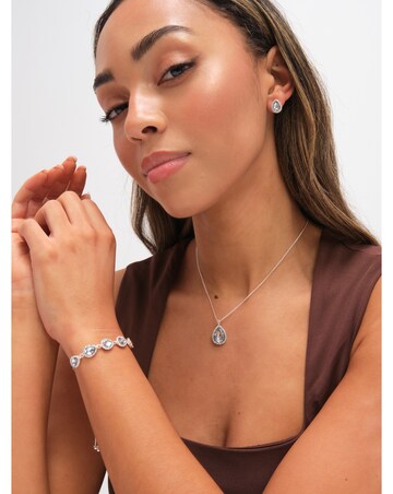 Jon Richard Silver Plated and Aqua Pear Drop Trio Set - Gift Box