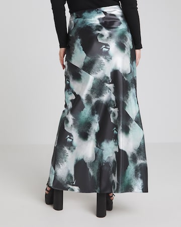 Tie Dye Stretch Satin Fluted Maxi Skirt