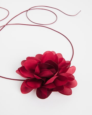 Red Floral Corsage Choker Necklace
