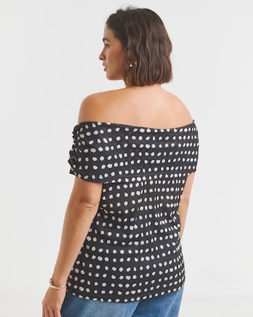 Simply Be Spot Print Short Sleeve Mesh Bardot Top