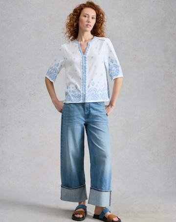 White Stuff Lizie Border Embroidered Top