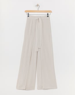 Cool Stone Crinkle Wide Leg Wrap Trousers