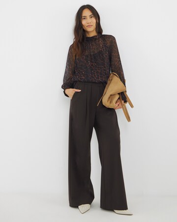 High Neck Chiffon Long Sleeve Blouse