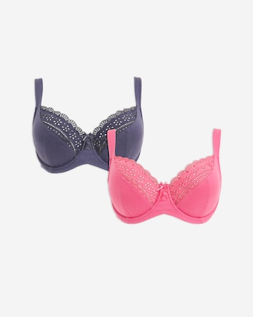 Pretty Secrets 2 Pack Jane Full Cup Wired Bras C-J - Graphite/Pink