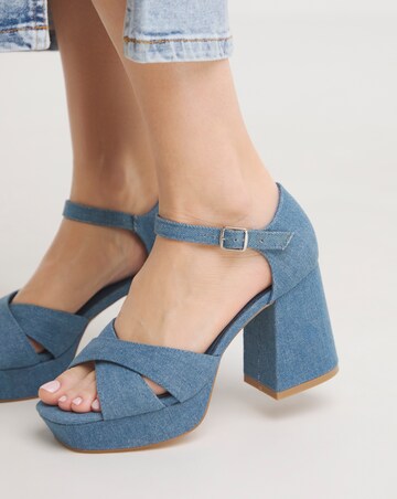 Mia Cross Front Platform Heeled Sandals - Extra Wide Fit (EEE)