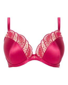 Joanna Hope Satin &amp; Embroidery Underwired Padded Plunge Bra B-F