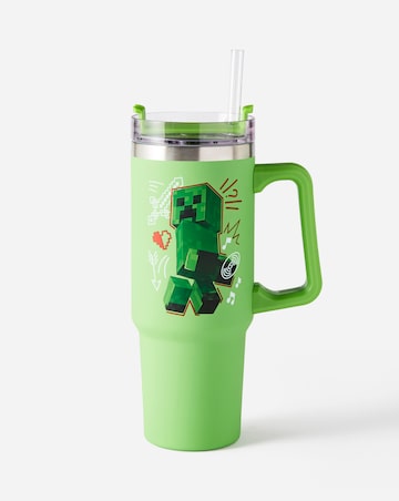 Minecraft Green 900ml Insulated Cup and Straw