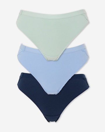 Pretty Secrets (3 Pack) Harper Lace Rib Midi Brazilian Knickers Navy/Green