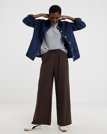 Chocolate Pinstripe Drawstring Wide Leg Trouser