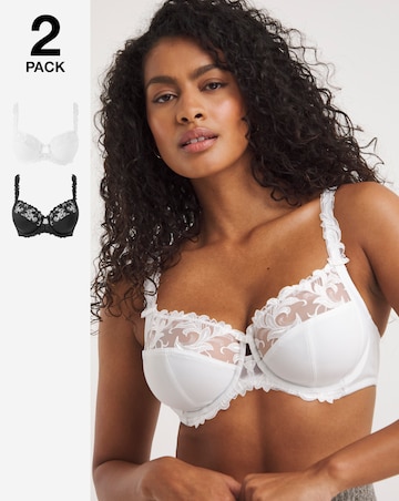 Pretty Secrets 2 Pack Flora Full Cup Black/White Bras B-G