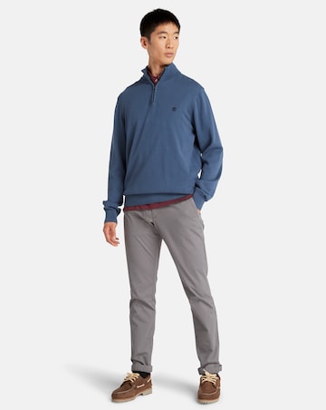 Timberland Williams River Cotton 1/4 Zip Jumper - Blue