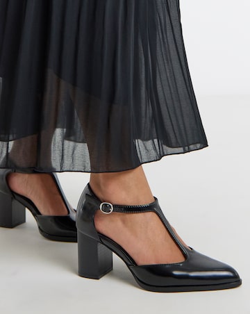 Cora Two Part T Bar Heeled Shoes - Wide Fit (E)