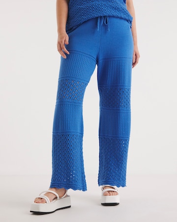 Simply Be Bright Blue Crochet Wide Leg Trouser Co-ord