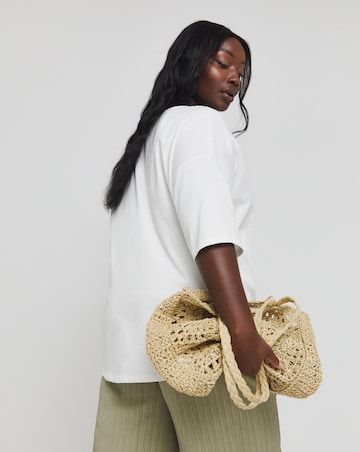 Simply Be White Broderie Pocket T-Shirt