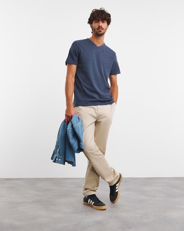 Pure Cotton V Neck T-Shirt- Denim Marl