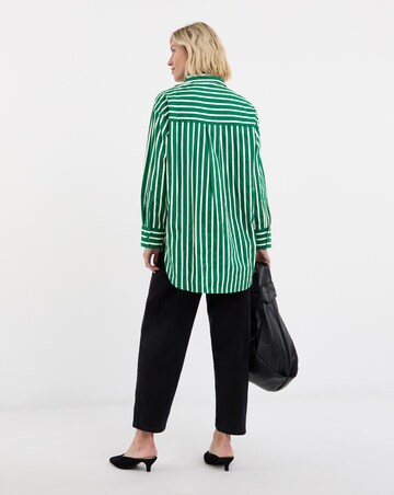 Cotton Poplin Oversized Stripe Shirt