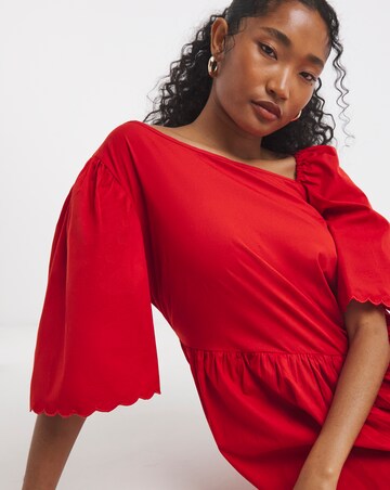 Native Youth Red Tiered Asymmetric Midaxi Dress