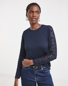 Lace Sleeve Long Sleeve Top