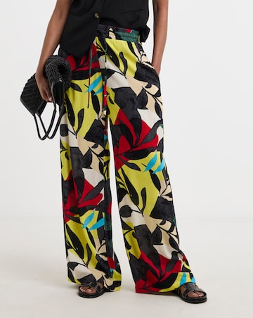 Tropical Crinkle Pull On Wide Leg Trousers