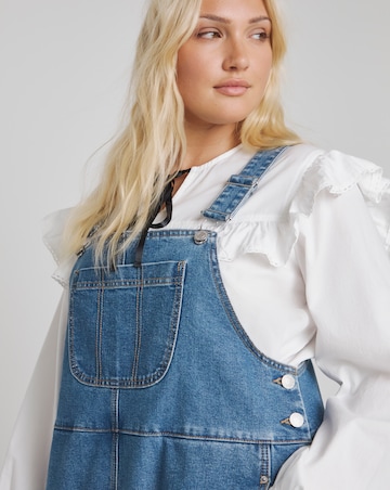 Simply Be Light Mid Blue Denim Dungaree Dress