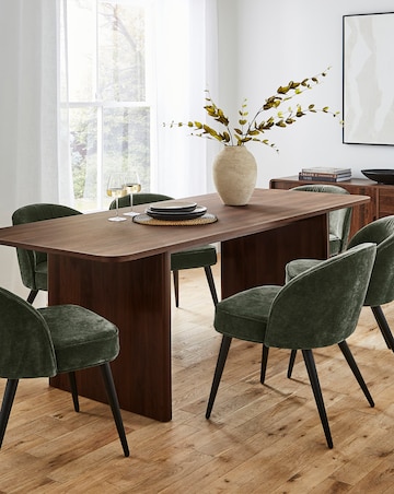 Oslo Panel End Dining Table with 6 Emilie Chenille Chairs