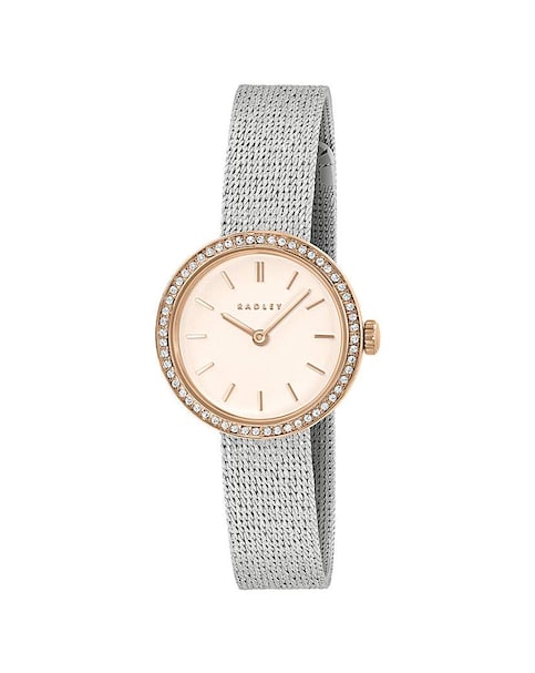 Radley Silver and Rose Gold Plated 27mm Stone Set Mesh Watch