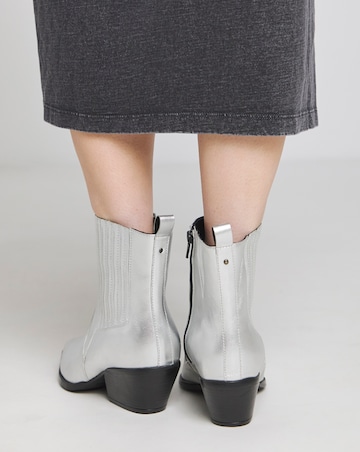 Katya Leather Pointed Chelsea Western Ankle Boots Wide E Fit