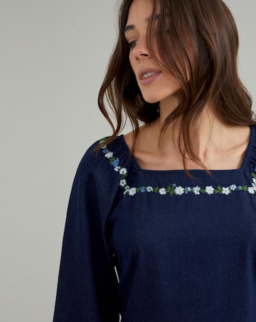 Nobody's Child Garland Embroidered Denim Midi Dress