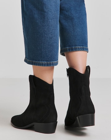 Myra Classic Suede Western Ankle Boot Wide E Fit