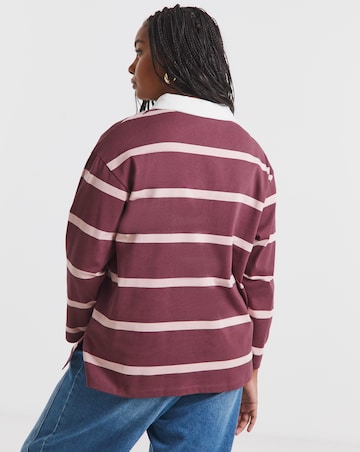 Burgundy & Pink Stripe Long Sleeve Rugby Top