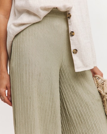 Crinkle Jersey Pull On Wide Leg Trouser