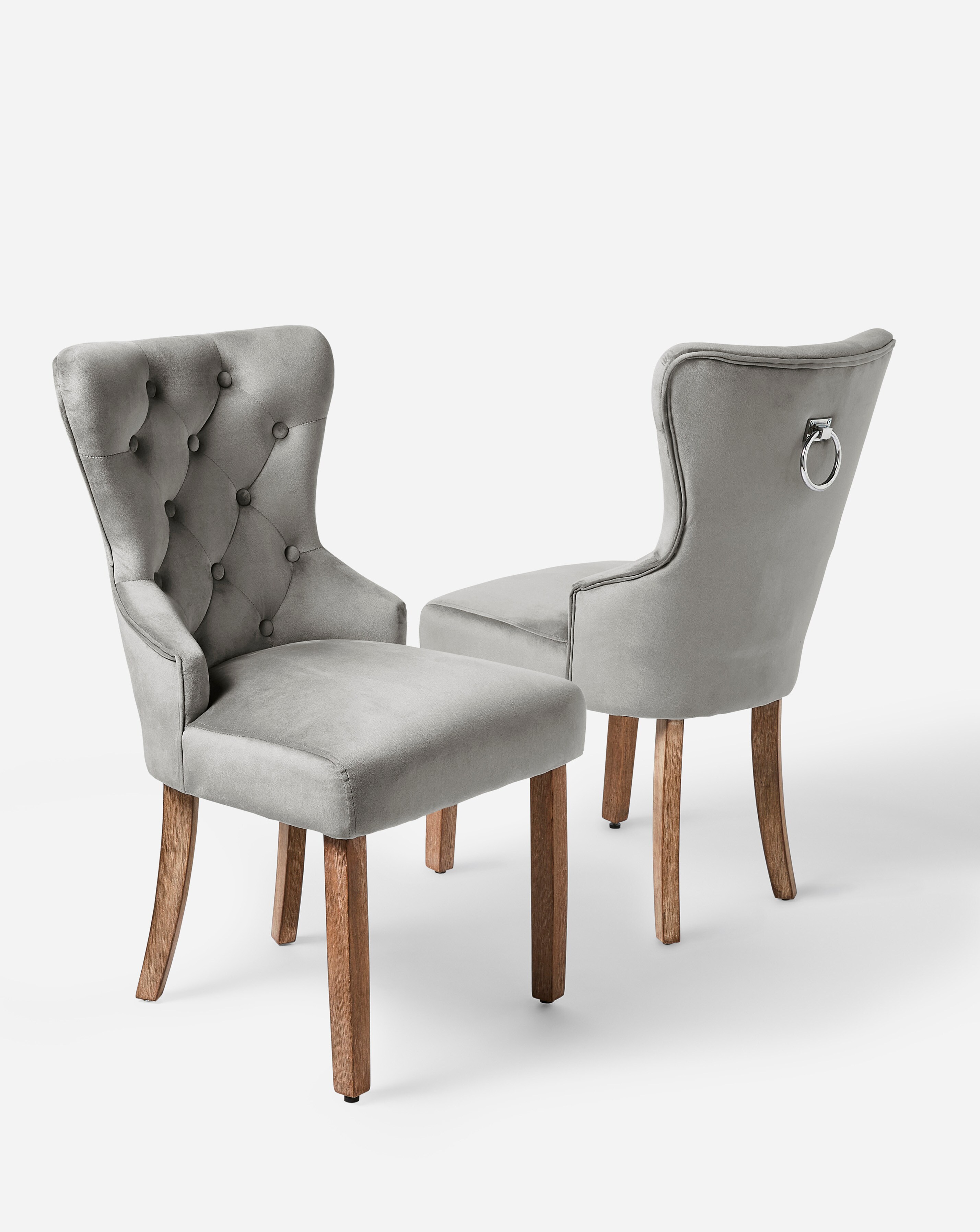 velvet button back dining grey buttoned dining chairs