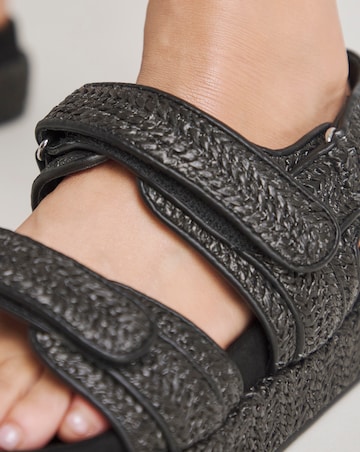 Simply Be Nyra Raffia Chunky Footbed Sandals - Wide Fit (E)