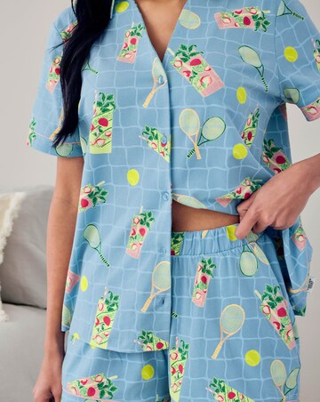 Chelsea Peers Organic Cotton V Neck Button Up Pyjama Shorts Set