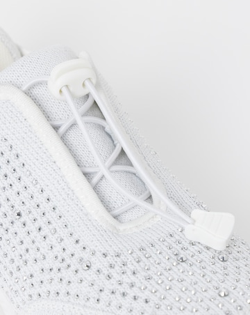 Cushion Walk White Sparkle Diamante Toggle Trainers - Wide Fit (E)