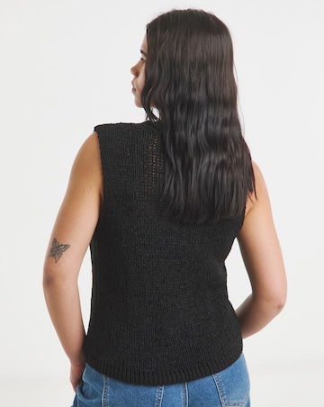 Simply Be Black Chunky Tape Yarn Waistcoat