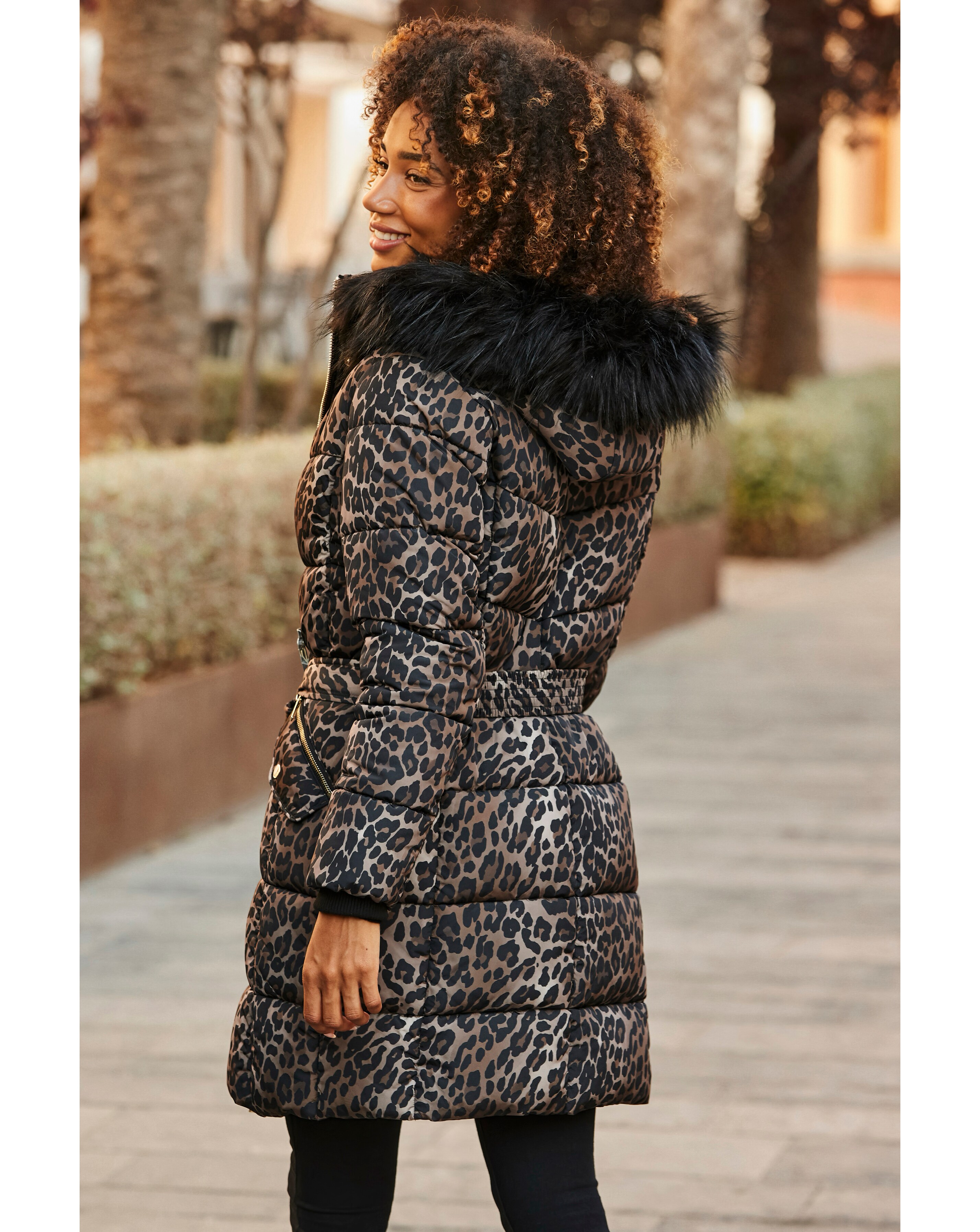 Sosandar Animal Print Padded Coat | Ambrose Wilson