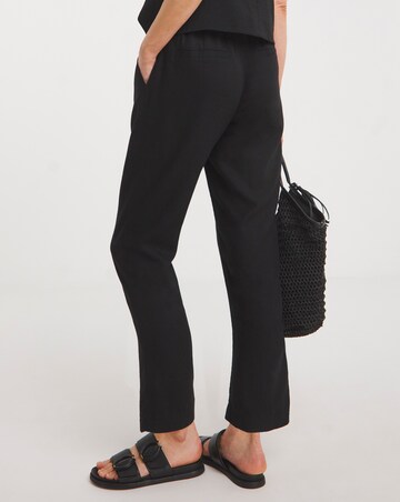 Black Linen Mix Slim Trousers