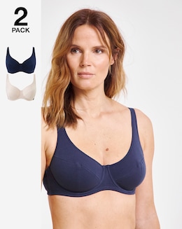 Slimma 2 Pack Cotton Wired Full Cup Bras B-G