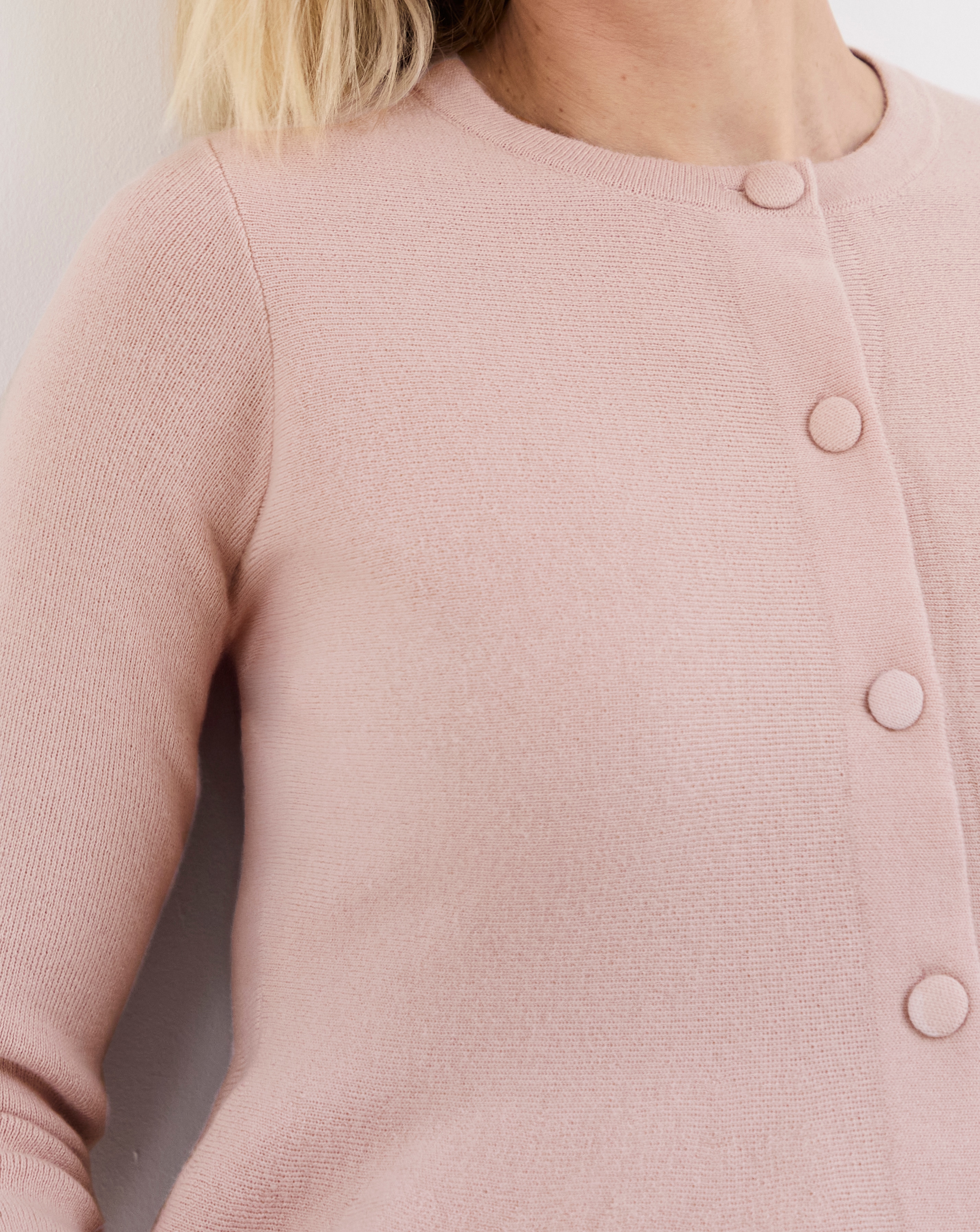 Round Neck Peplum Cardigan | Ambrose Wilson