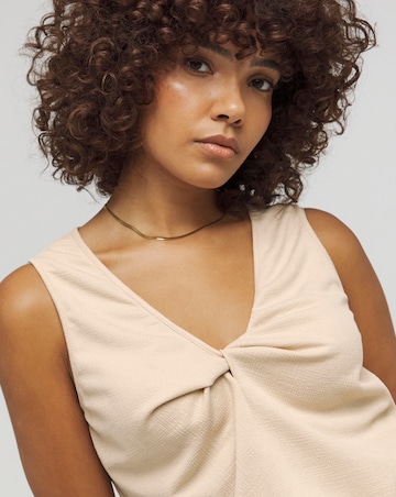 Simply Be Cream Jersey Linen Look Knot Front V Neck Cami