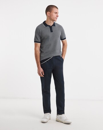 Geo Patterned Short Sleeve Knitted Polo