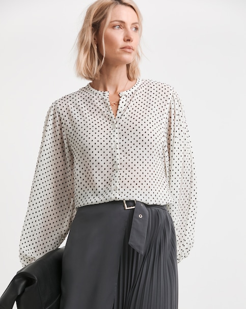 Dobby Spot Long Sleeve Blouse