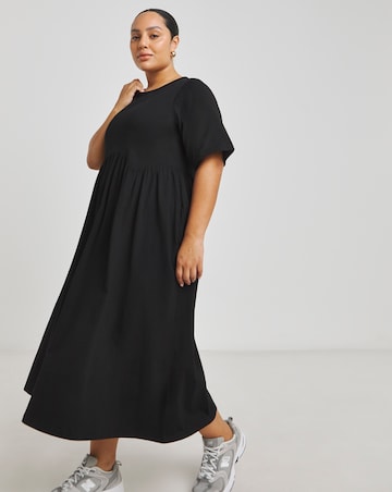 Simply Be Black Jersey Smock Midi Dress With Pockets