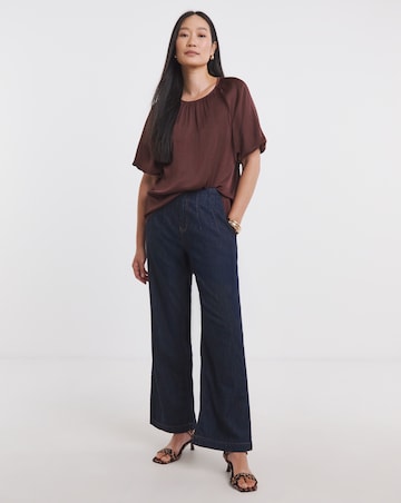 Satin Bubble Sleeve Top