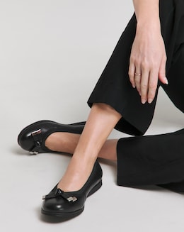 Heavenly Soles Mallory Elasticated Topline Ballerina - Extra Wide Fit (EEE)