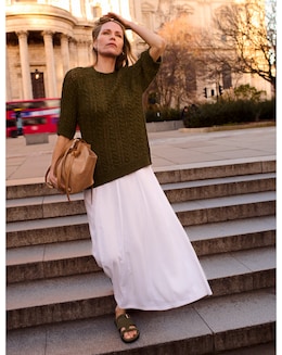 Anthology White Linen Seam Detail Maxi Skirt